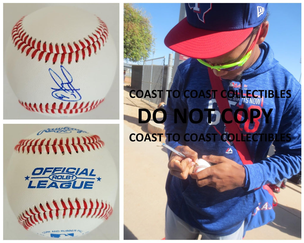 Leody Taveras Texas Rangers signed autographed baseball COA exact proof