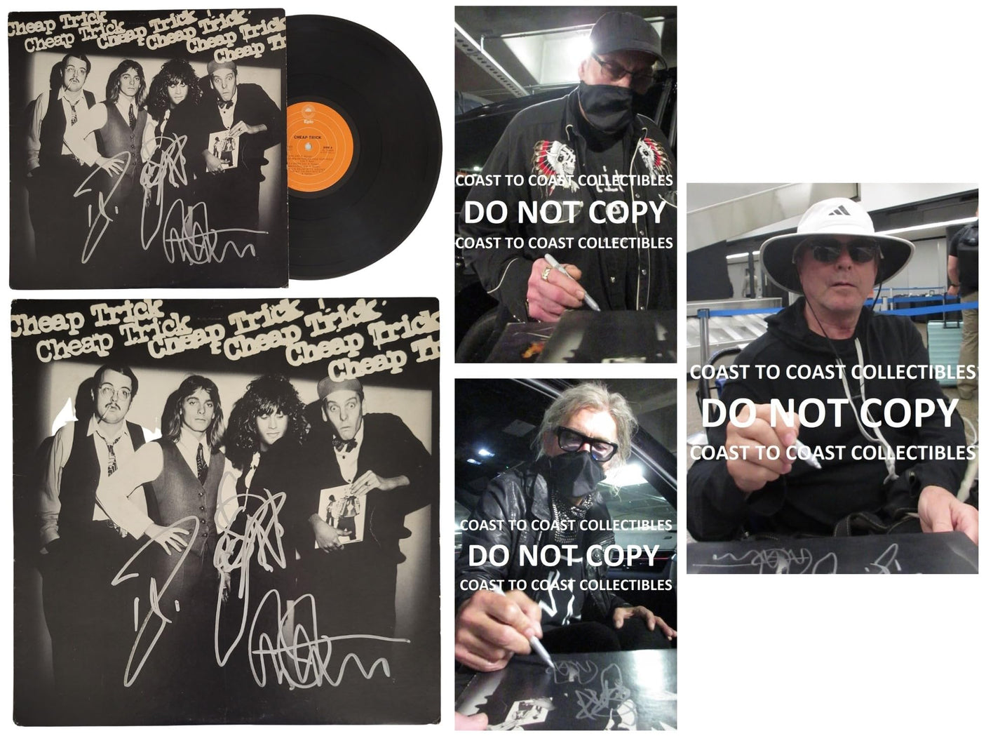 Cheap Trick band signed album Vinyl COA proof Robin Zander,Rick Nielsen,Tom Peterson star