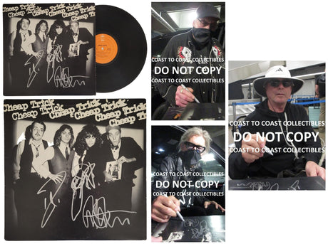 Cheap Trick band signed album Vinyl COA proof Robin Zander,Rick Nielsen,Tom Peterson star