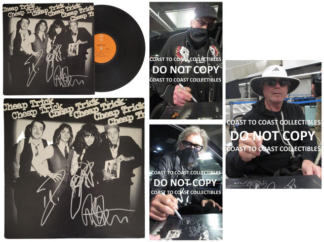 Cheap Trick band signed album Vinyl COA proof Robin Zander,Rick Nielsen,Tom Peterson star
