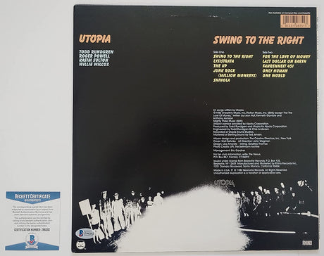 Todd Rundgren signed Utopia Swing to the Right album vinyl proof Beckett COA STAR