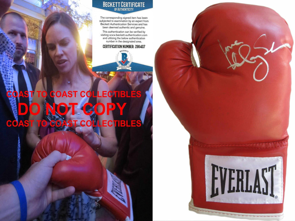 Hilary Swank Million Dollar Baby signed autographed boxing glove proof Beckett COA STAR