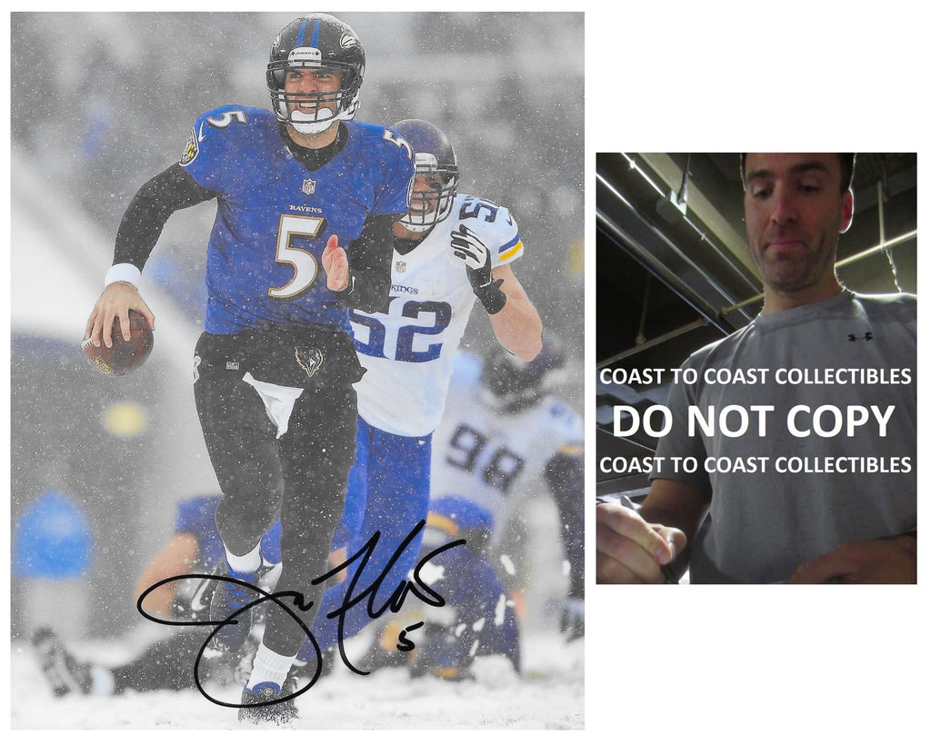 Joe Flacco signed Baltimore Ravens football 8x10 photo Proof COA autographed