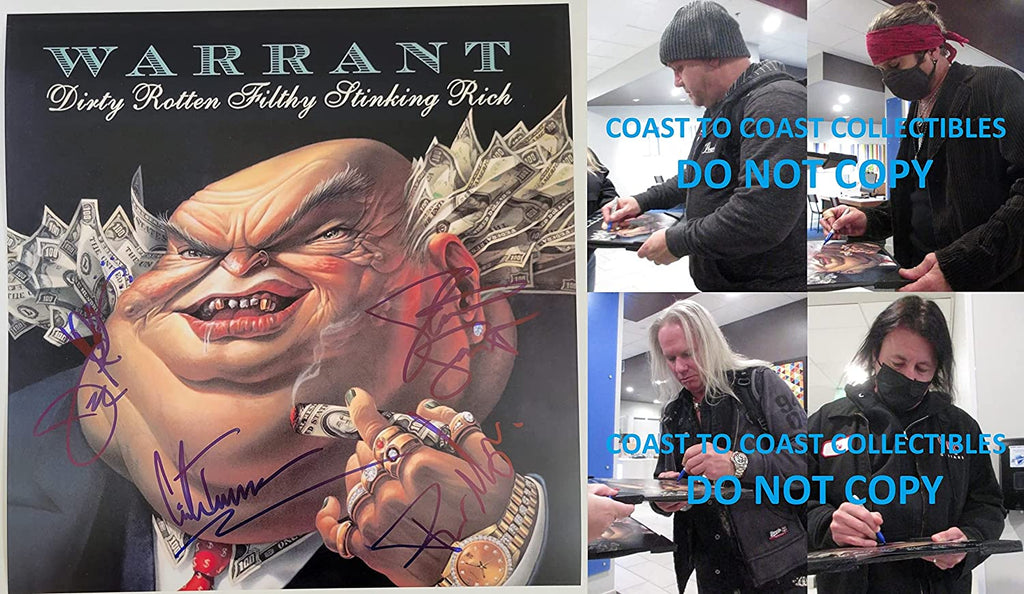 Warrant signed Dirty Rotten Filthy Stinking Rich 12x12 album photo COA proof autograph STAR