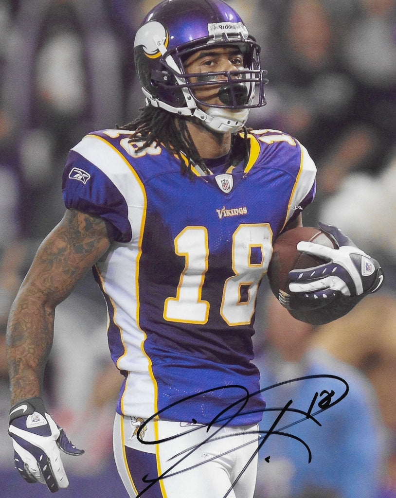 Sidney Rice signed Minnesota Vikings football 8x10 photo COA proof autographed