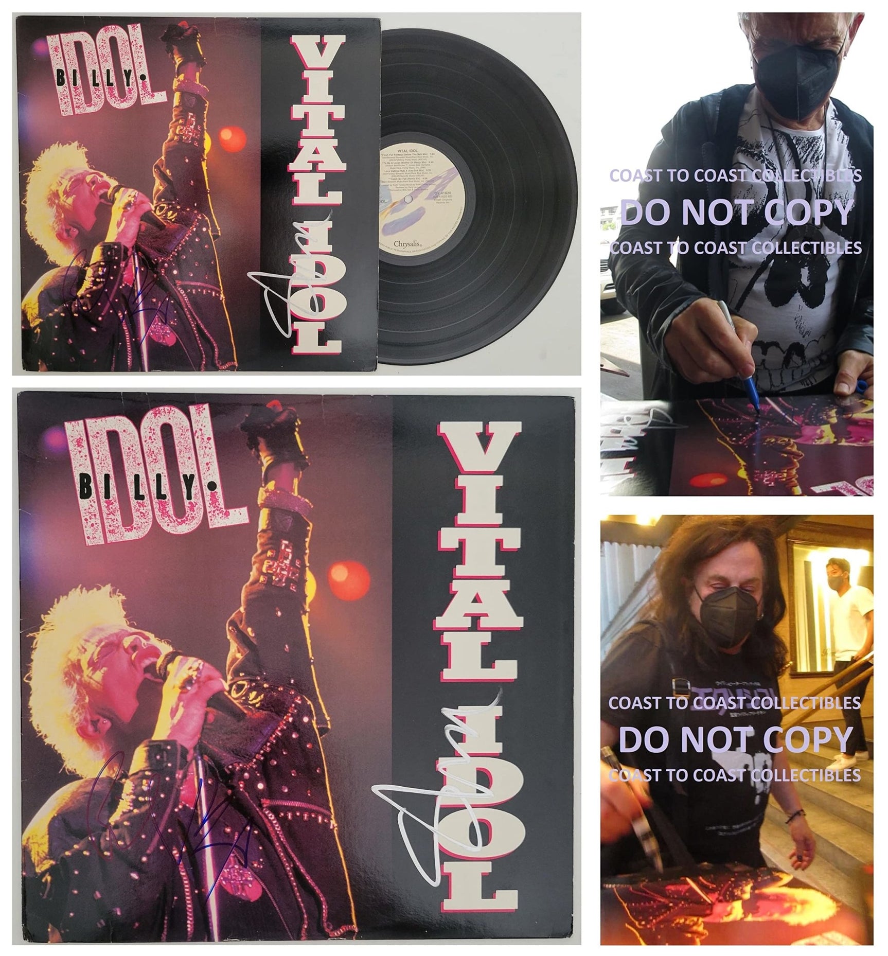 Billy Idol Steve Stevens signed Vital Idol album vinyl COA proof autographed STAR