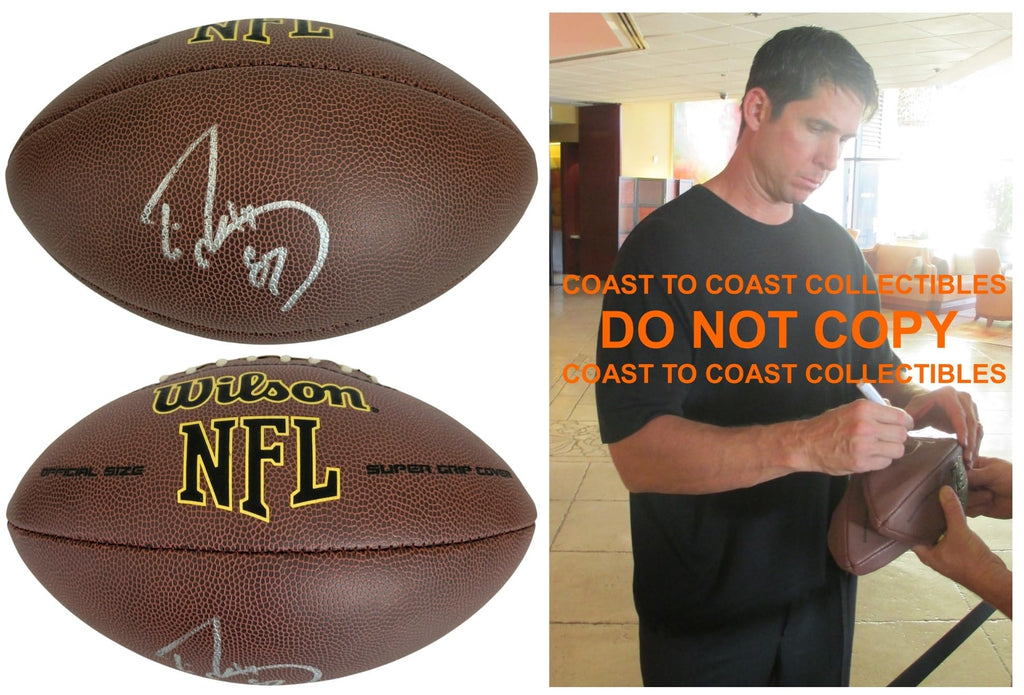 Ed McCaffrey Denver Broncos Stanford signed NFL football proof COA autographed