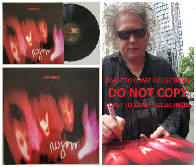 Robert Smith signed The Cure Pornography album, Vinyl Record COA proof Star