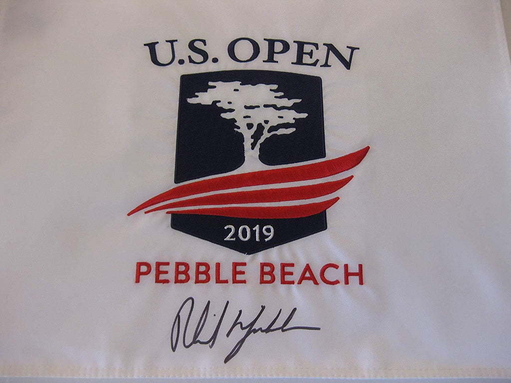 Phil Mickelson signed autographed 2019 US Open Pebble Beach Golf Flag, COA with the proof photo will be included