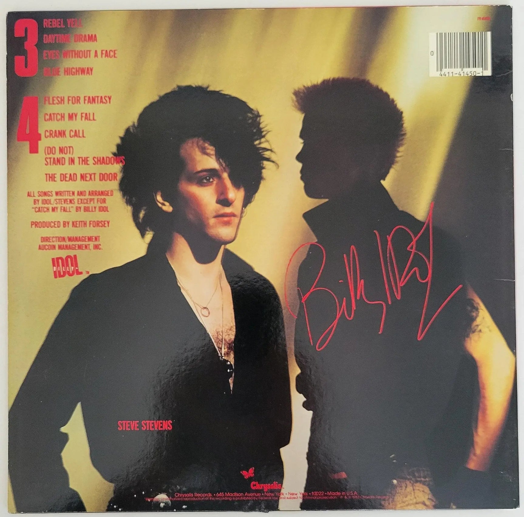 Billy Idol Steve Stevens signed Rebel Yell album vinyl LP COA proof autographed! STAR