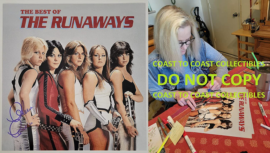 Cherie Currie signed The Best of The Runaways 12x12 album photo COA proof STAR