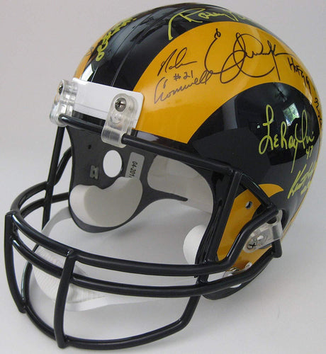 LA Rams, St Louis Rams, legends signed autographed full size helmet, COA proof photos