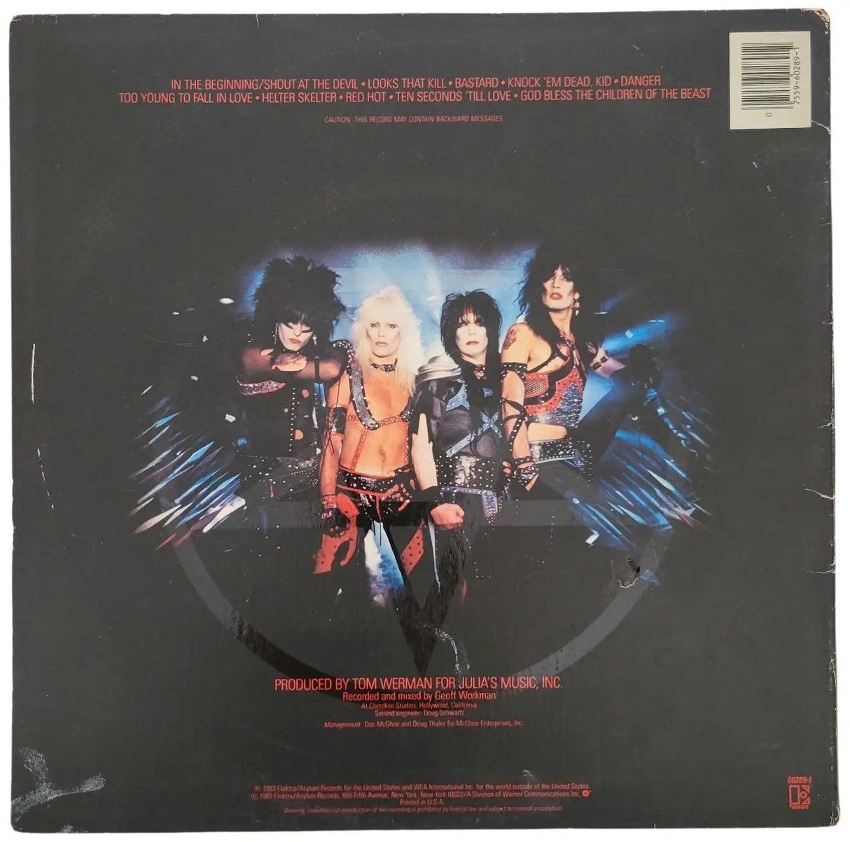 Vince Neil signed Motley Crue Shout at the Devil album vinyl record COA exact proof star