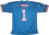 Warren Moon signed Houston Oilers football jersey proof Beckett COA autographed