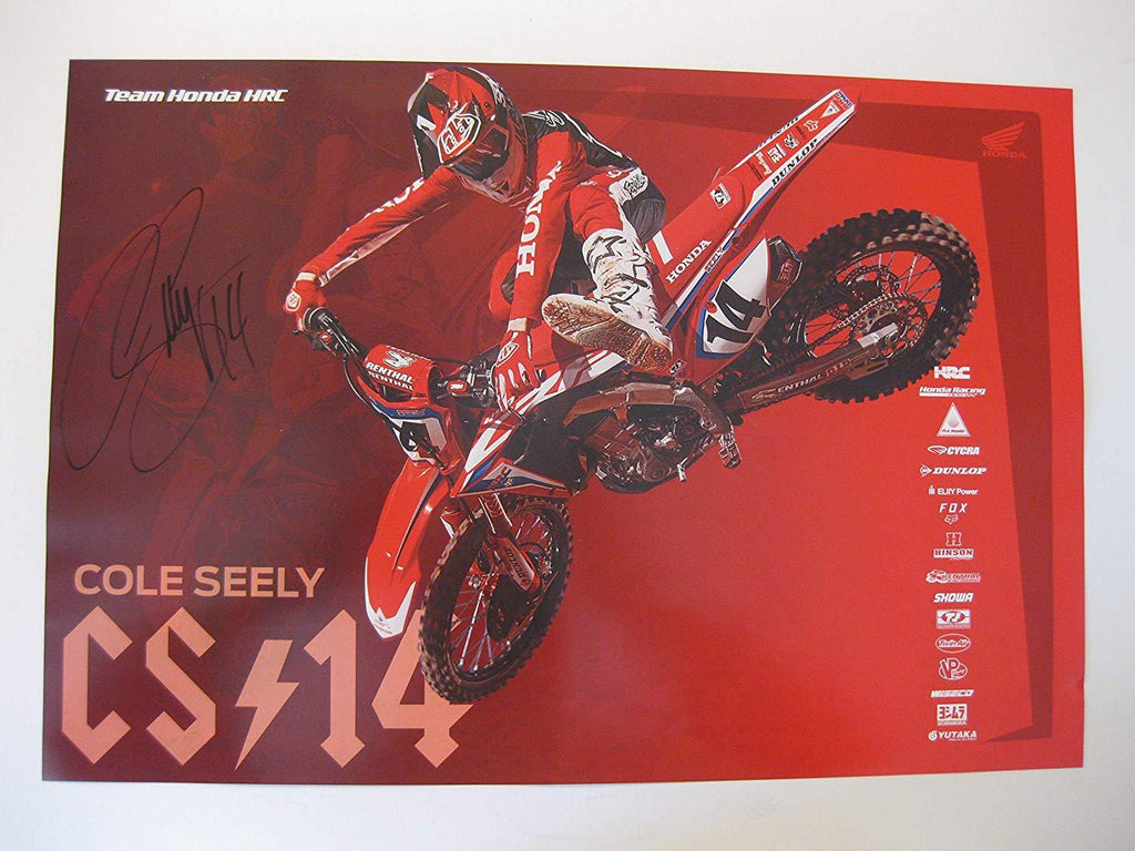 Cole Seely, supercross, motocross, signed, autographed, Honda 13x19 Poster, COA