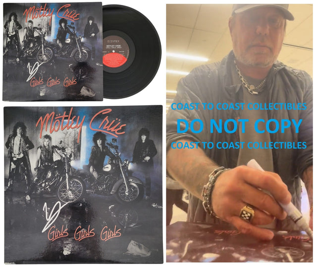 Vince Neil signed Motley Girls Girls Girls album vinyl record COA exact proof star