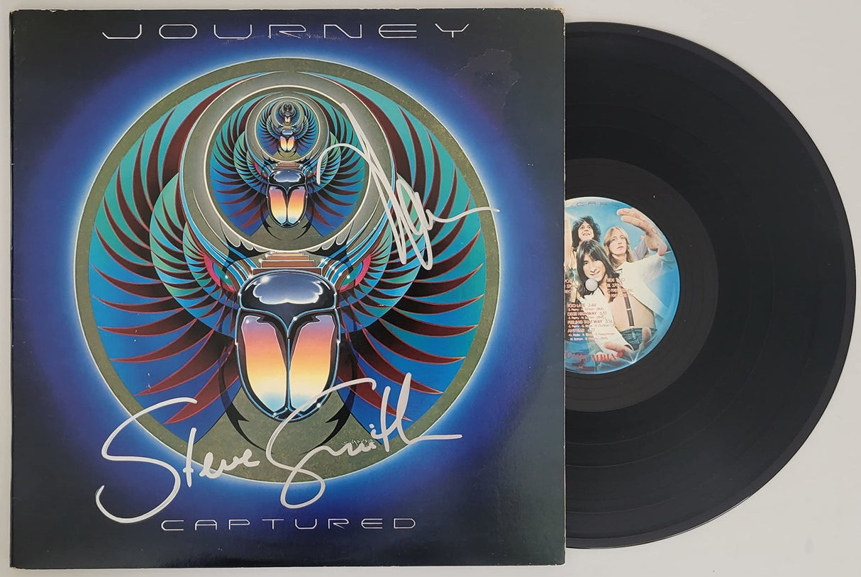 Neal Schon Steve Smith signed Journey Captured album vinyl record COA proof STAR