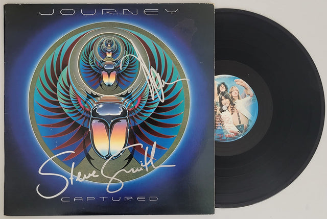 Neal Schon Steve Smith signed Journey Captured album vinyl record COA proof STAR