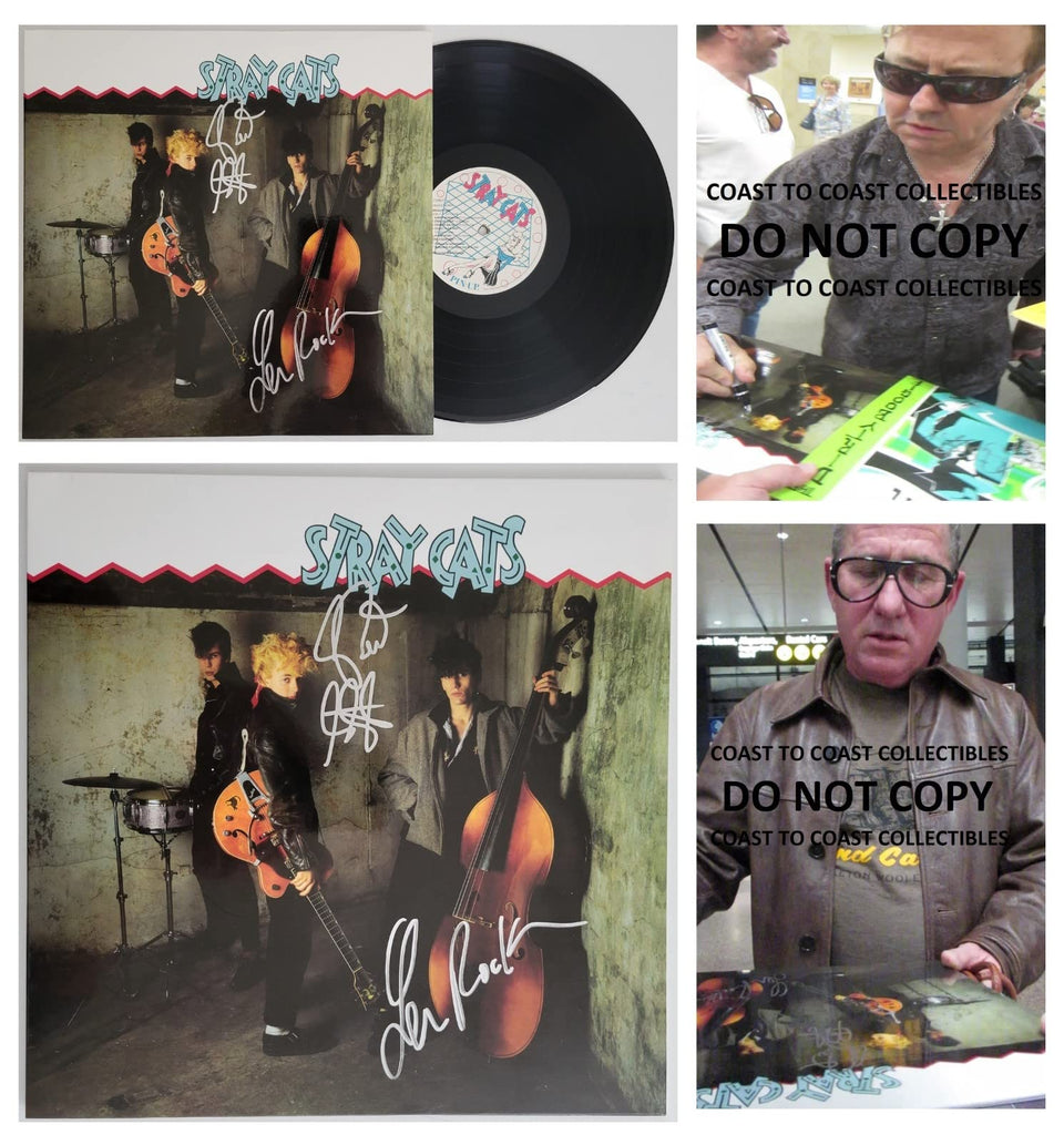 Brian Setzer Lee Rocker signed Stray Cats album record exact Proof Beckett COA STAR