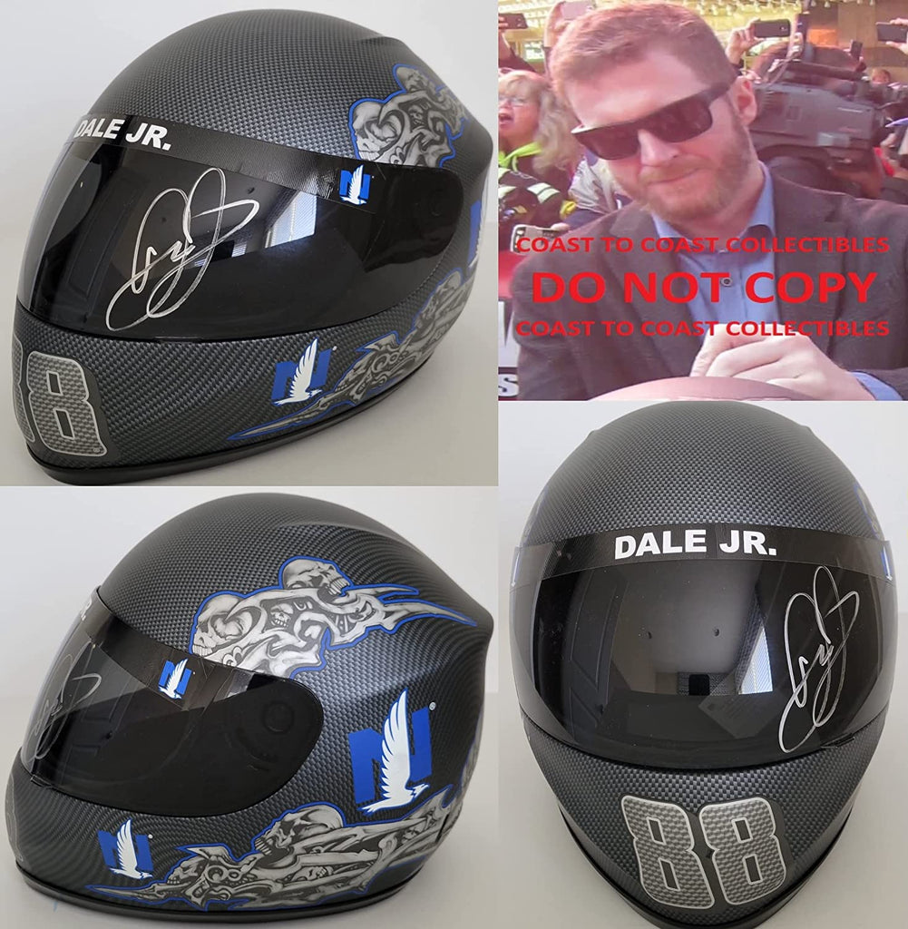 Dale Earnhardt JR signed Nation Wide Nascar full size helmet COA proof autographed