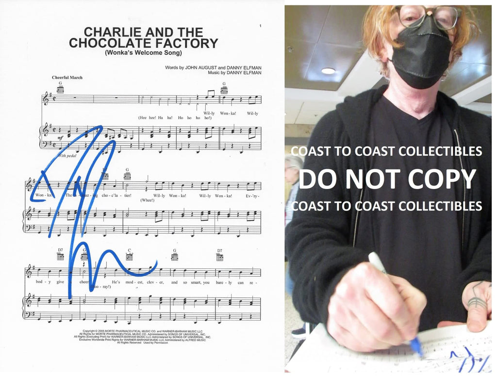 Danny Elfman signed "Charlie and the Chocolate Factory" Music Sheet exact proof COA STAR
