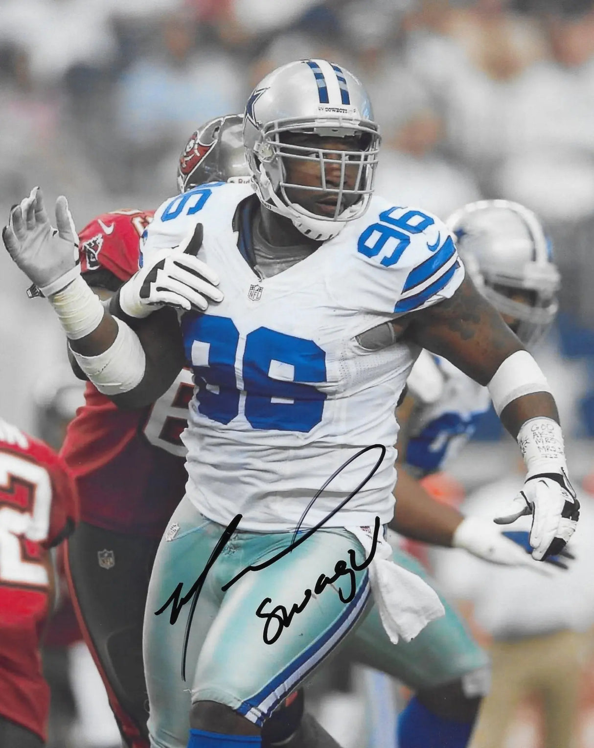Marcus Spears signed Dallas Cowboys football 8x10 photo COA proof autographed