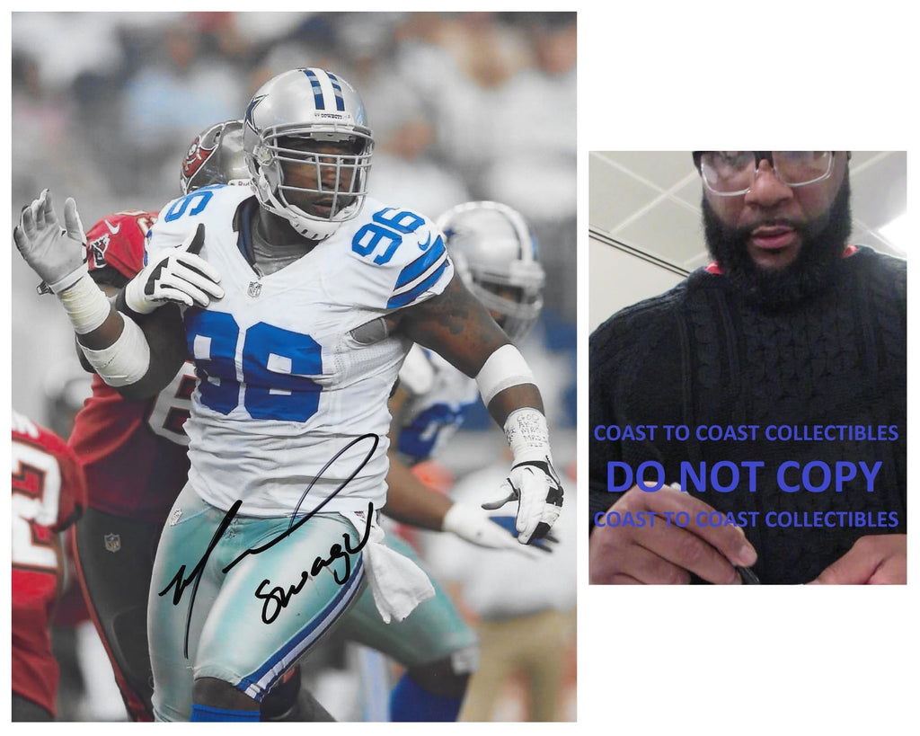 Marcus Spears signed Dallas Cowboys football 8x10 photo COA proof autographed