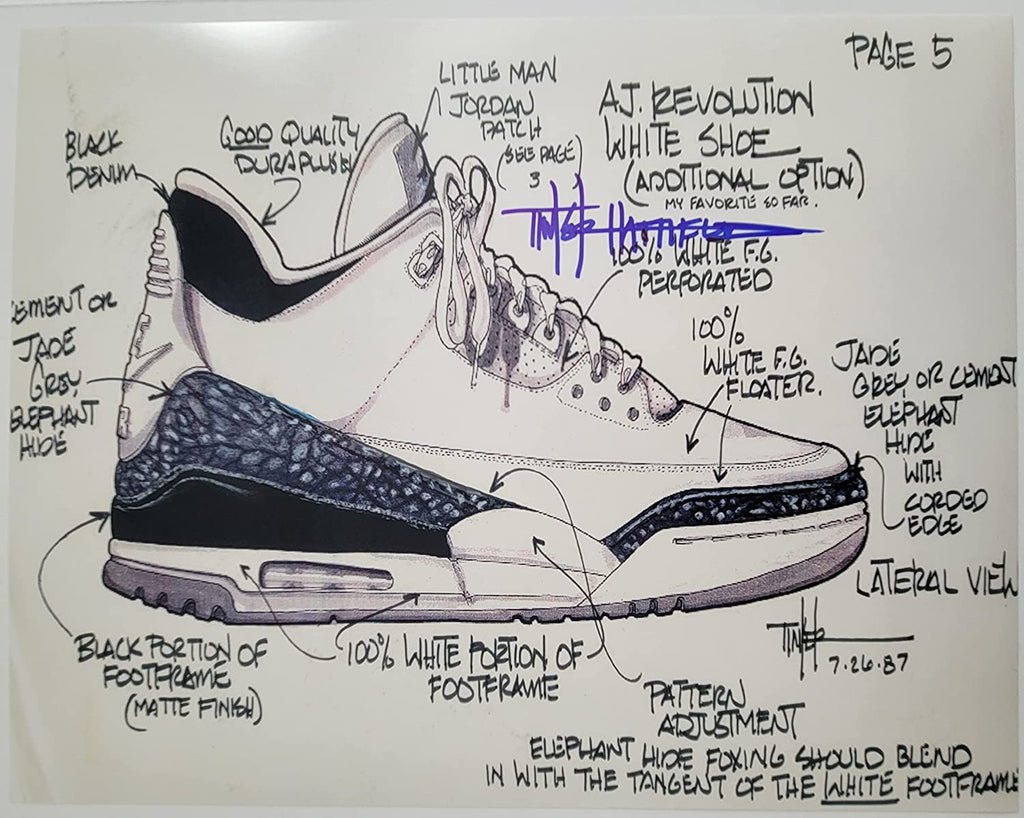 Tinker Hatfield signed Nike Air Jordan 3 11x14 photo COA proof autograph STAR