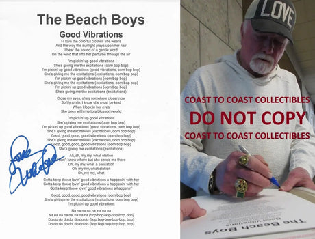 Mike Love signed Beach Boys Good Vibrations Lyrics sheet autograhed COA Proof STAR