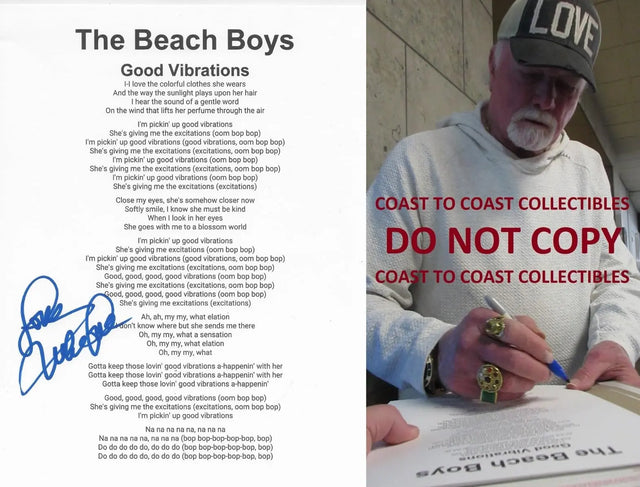 Mike Love signed Beach Boys Good Vibrations Lyrics sheet autograhed COA Proof STAR