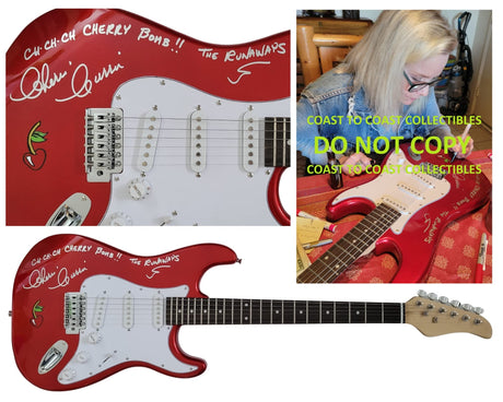 Cherie Currie The Runaway signed electric guitar COA proof Cherry Bomb autograph STAR