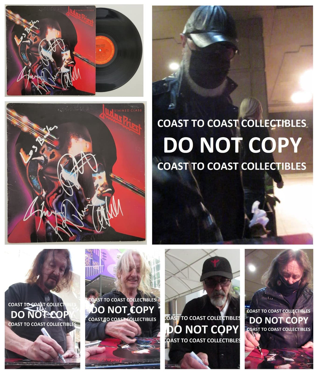 Halford Tipton Downing Binks Hill signed Judas Priest Stained Class album proof star