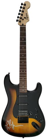 Lindsey Buckingham Fleetwood Mac signed Fender Squier guitar COA proof autograph star