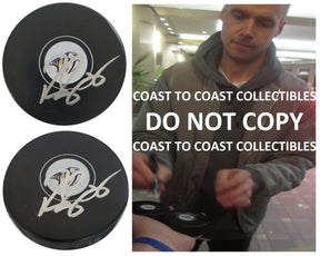 Pekka Rinne signed Nashville Predators logo Hockey Puck proof COA autographed