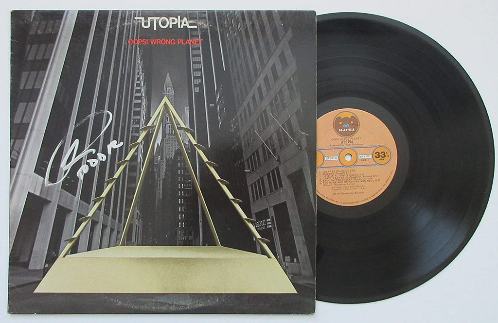 Todd Rundgren signed Utopia Oops Wrong Plant album vinyl COA Proof Beckett STAR autographed