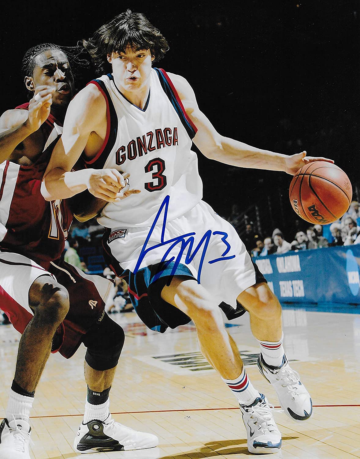 Adam Morrison Gonzaga Bulldogs signed basketball 8x10 photo COA.