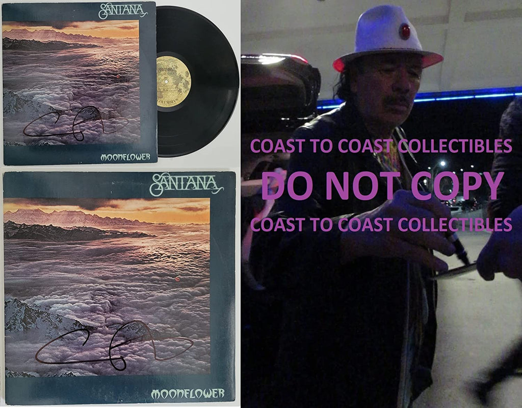 Carlos Santana signed Santana Moonflower album COA exact proof autographed Vinyl star