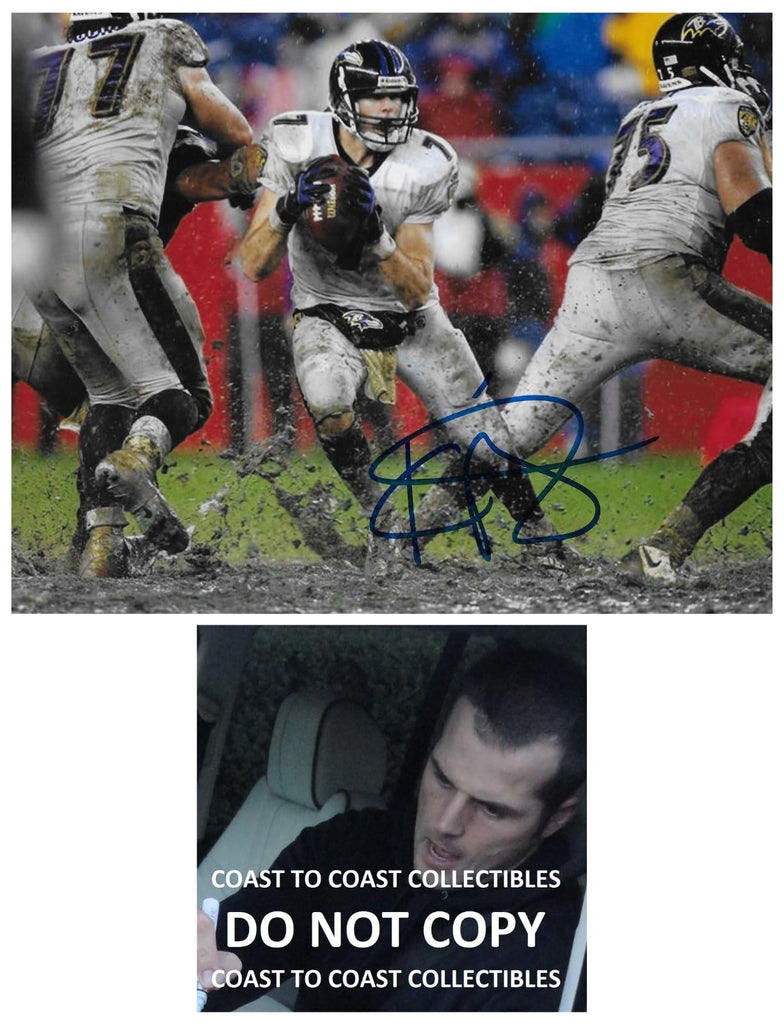 Kyle Boller signed Baltimore Ravens football 8x10 photo COA proof autographed.
