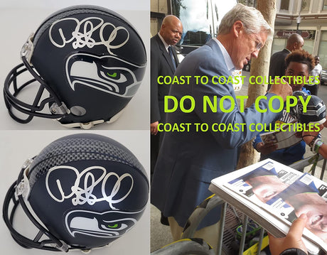 Pete Carroll signed Seattle Seahawks mini football helmet proof COA autographed