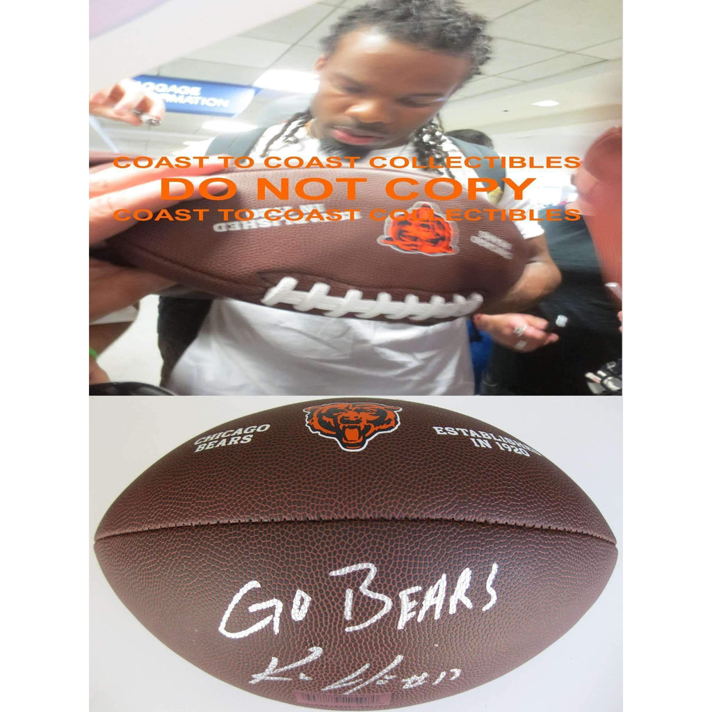 Kevin White Chicago Bears, Signed, Autographed, NFL Logo Football, a COA with the Proof Photo of Kevin Signing the Football Will Be Included