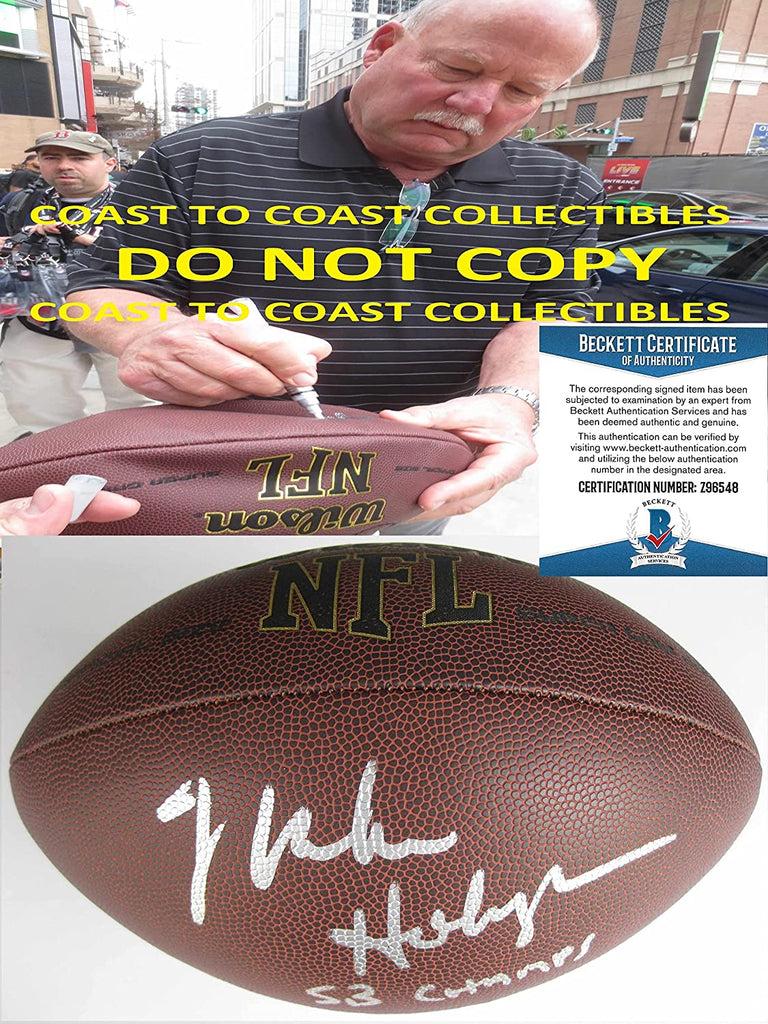 Mike Holmgren Green Bay Packers Seahawks signed NFL football proof Beckett COA autograph