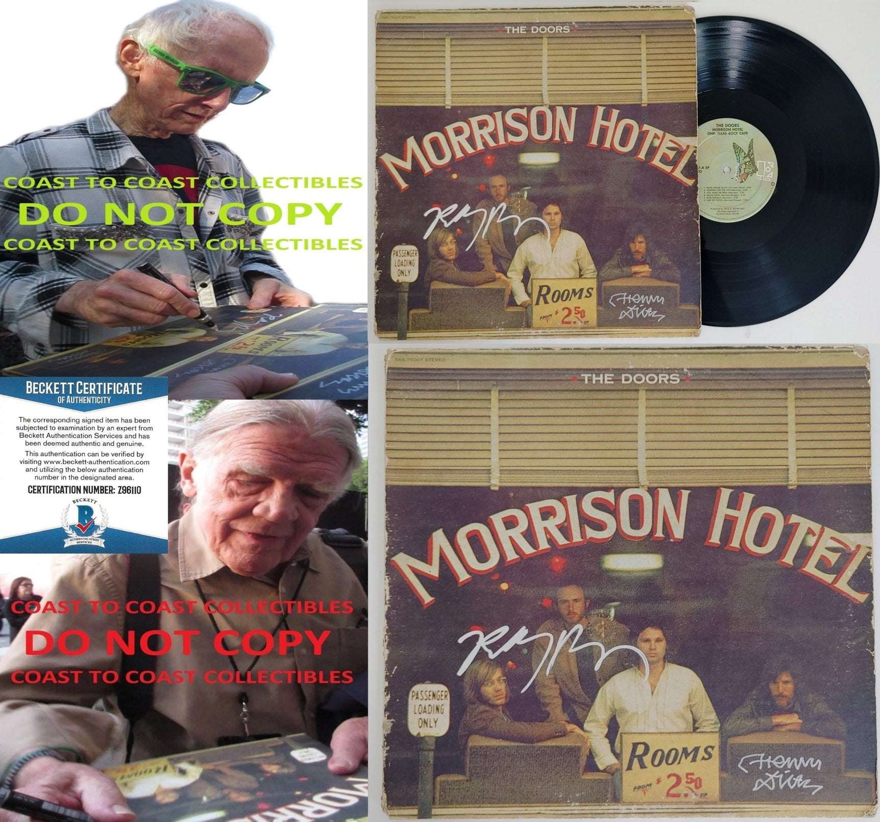 Robby Krieger Henry Diltz signed The Doors Morrison Hotel album proof Beckett COA STAR