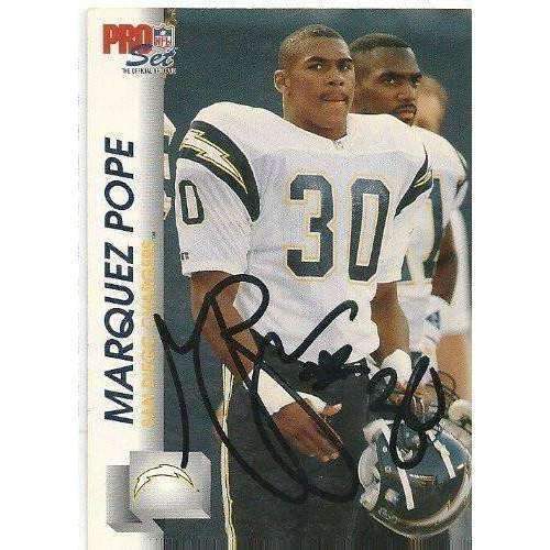 1992, Marquez Pope, San Diego Chargers, Signed, Autographed, Pro Set Football Card, Card # 641,