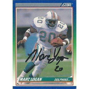1990, Marc Logan, Miami Dolphins, Signed, Autographed, Score Football Card, Card # 336,
