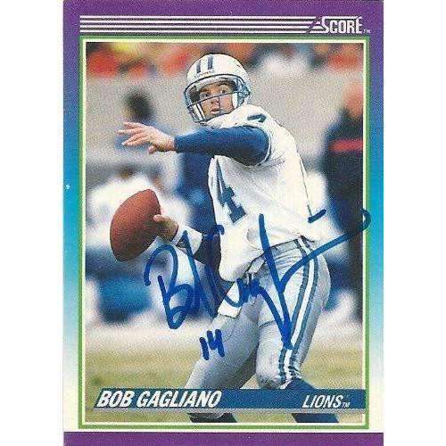 1990, Bill Gagliano, Detroit Lions, Signed, Autographed, Score Football Card, Card # 214,