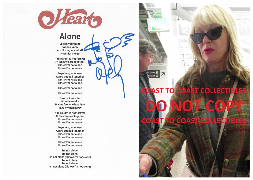 Nancy Wilson Signed Heart Alone Lyrics Sheet Proof COA Autographed Star