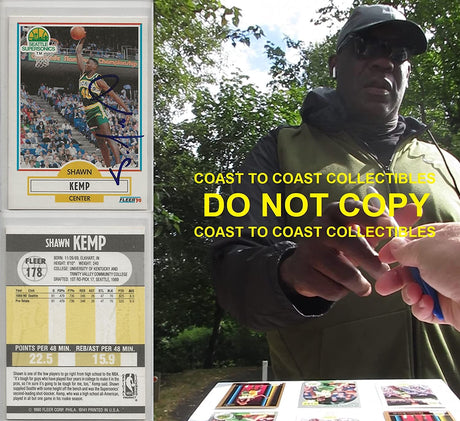 Shawn Kemp Seattle Sonics signed rookie Fleer basketball Card #178 proof autograph