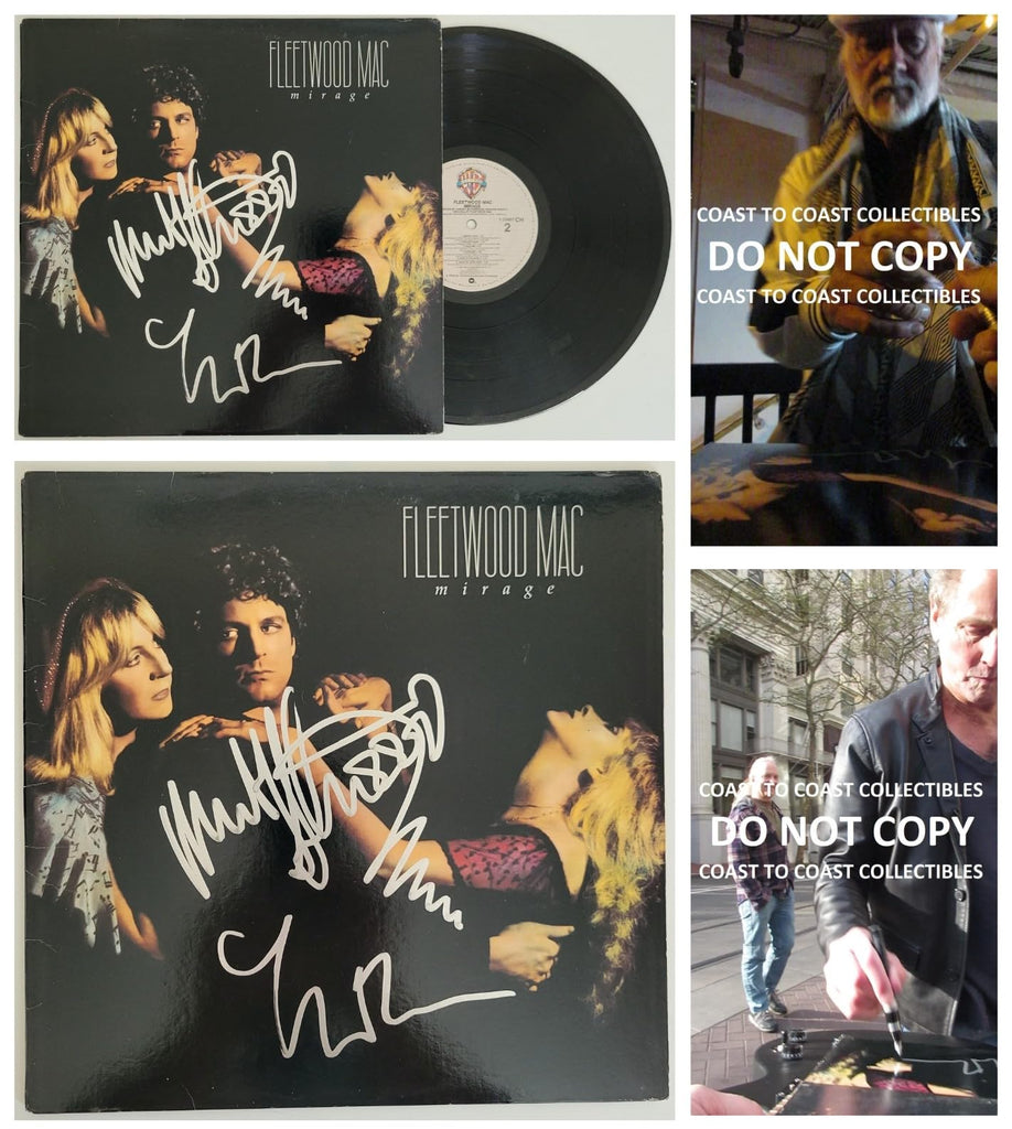 Mick Fleetwood Lindsey Buckingham signed Fleetwood Mirage album vinyl proof STAR