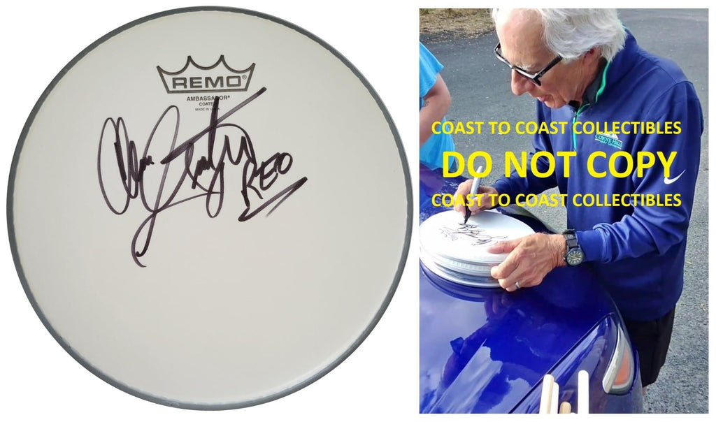 Alan Gratzer REO Speedwagon Drummer Signed Drumhead COA Proof Autographed