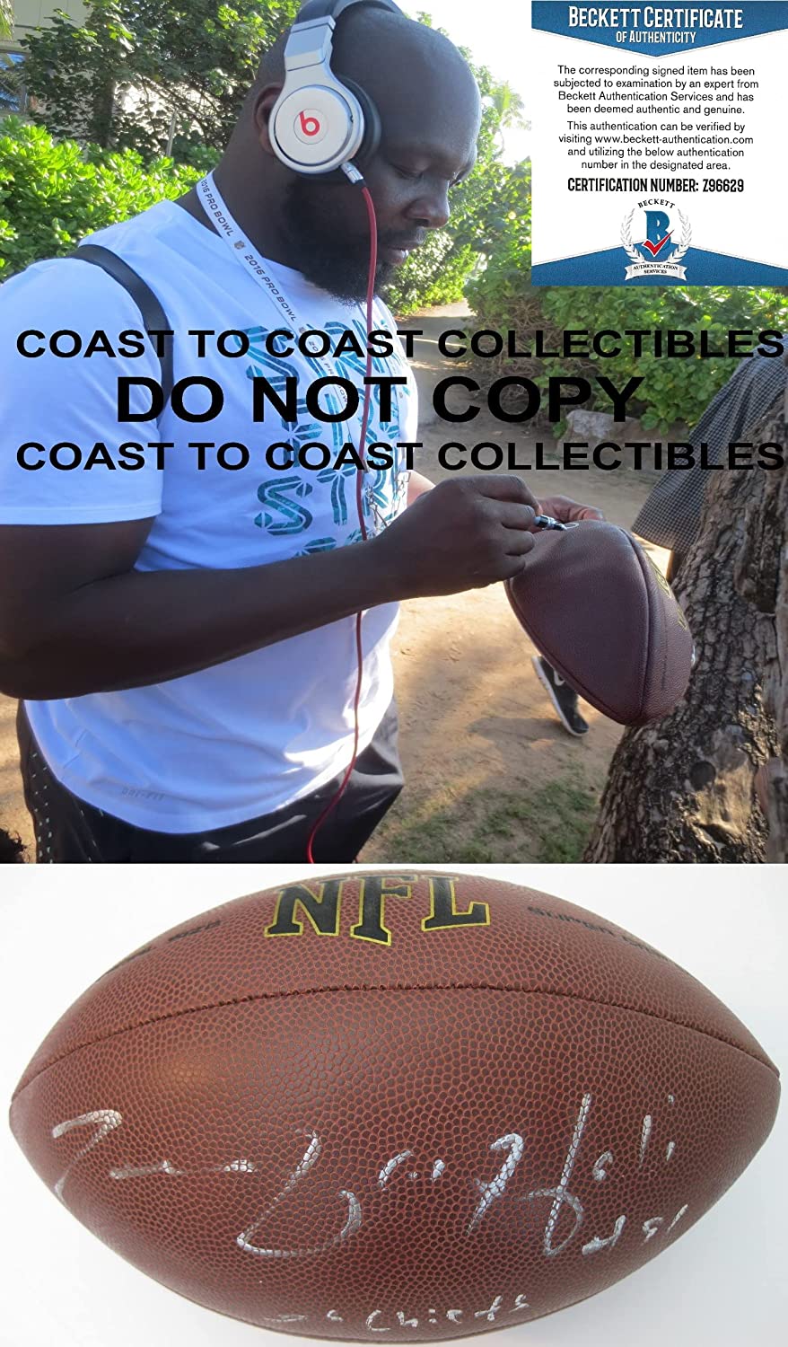 Tamba Hali Kansas City Chiefs Penn State signed NFL football proof Beckett COA autograph